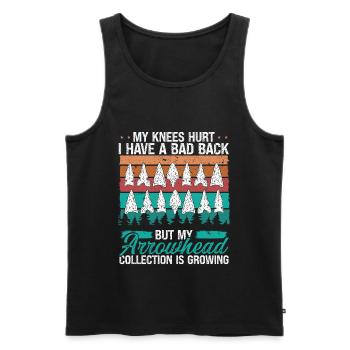 Arrowhead Hunting Knee Injury Back Pain Collector - Men's Premium Organic Tank Top - black - Front - Michal (187cm)