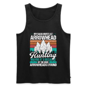 Arrowhead Chasse Humour Blessure au dos Chirurgie Drôle - Débardeur bio Premium Homme - noir - Devant - AI Model Male 178 light (178cm)