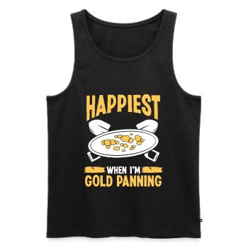 Gold Panner Happiest when Im Panning MinerGold Pan - Männer Premium Bio Tank Top - Schwarz - Vorne - Michal (187cm)