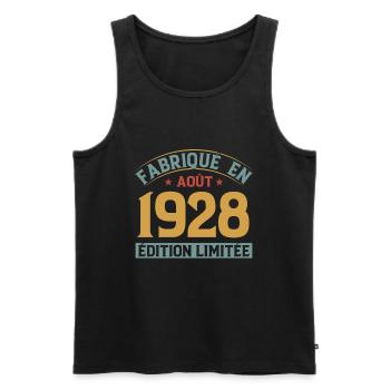 Fabriqué En Août 1928 Édition Limitée - Débardeur bio Premium Homme - noir - Devant - AI Model Male 178 light (178cm)