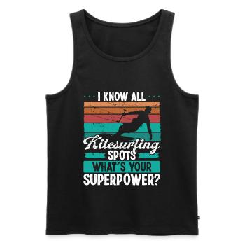 Kiteboarder Kitesurfing Spot Whats your Superpower - Men's Premium Organic Tank Top - black - Front - Michal (187cm)