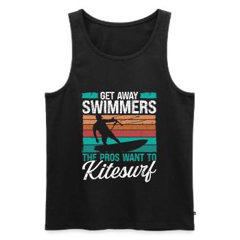 Kiteboarder Humor Get away Swimmers Kitesurfer - Men's Premium Organic Tank Top - black - Front - Michal (187cm)