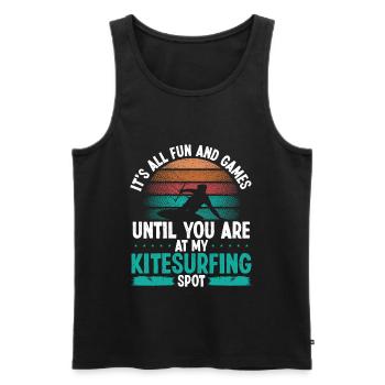 Kiteboarder all Fun and Games Kitesurfer Spot Kite - Men's Premium Organic Tank Top - black - Front - Michal (187cm)