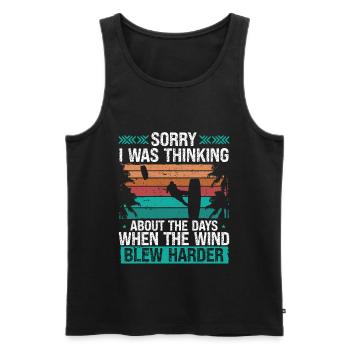 Kitesurfer Sorry I was thinking Humor Kiteboarder - Men's Premium Organic Tank Top - black - Front - Michal (187cm)