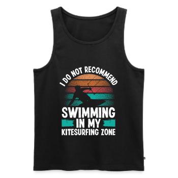 Kitesurf Humour Je ne recommande pas Kiteboarder - Débardeur bio Premium Homme - noir - Devant - AI Model Male 178 light (178cm)
