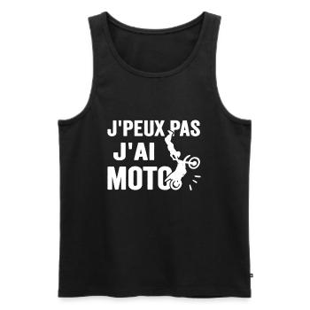 Je Peux Pas J'ai Moto Humour Cadeau Anniversaire - Débardeur bio Premium Homme - noir - Devant - AI Model Male 178 light (178cm)