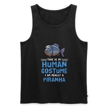 Piranha Geschenk - Männer Premium Bio Tank Top - Schwarz - Vorne - Michal (187cm)