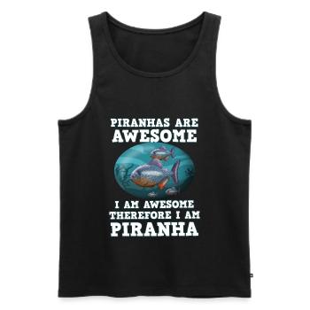 Piranha Geschenk - Männer Premium Bio Tank Top - Schwarz - Vorne - Michal (187cm)