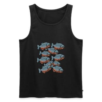 Piranha Geschenk - Männer Premium Bio Tank Top - Schwarz - Vorne - Michal (187cm)