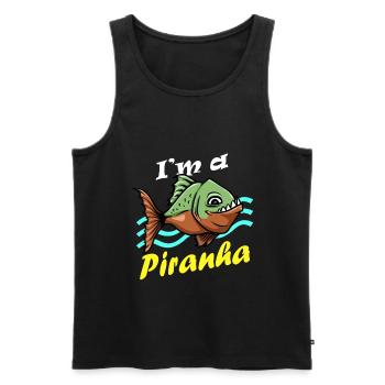 Piranha Geschenk - Männer Premium Bio Tank Top - Schwarz - Vorne - Michal (187cm)