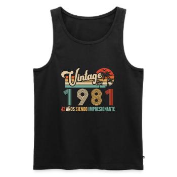 Vintage 1981 Anniversaire 42 ans D'être Awesome - Débardeur bio Premium Homme - noir - Devant - Michal (187cm)