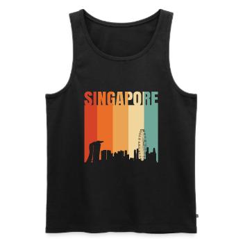 Singapore - Men's Premium Organic Tank Top - black - Front - AI Model Male 178 light (178cm)