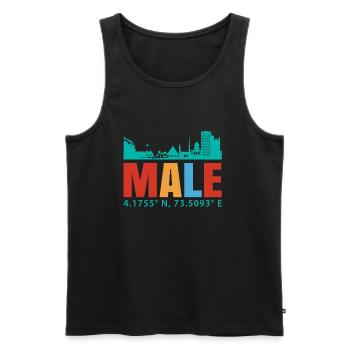 Male Maldives - Men's Premium Organic Tank Top - black - Front - AI Model Male 178 light (178cm)