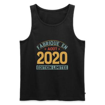 Fabriqué En Août 2020 Édition Limitée - Débardeur bio Premium Homme - noir - Devant - AI Model Male 178 light (178cm)