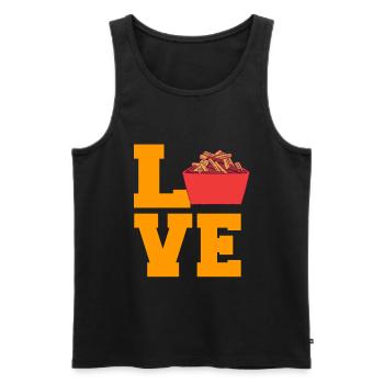 Kanadische Poutine Pommes Frites Mittagessen - Männer Premium Bio Tank Top - Schwarz - Vorne - Michal (187cm)