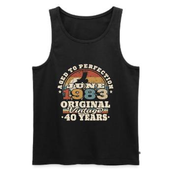 Born in June 1983 - 40 years old - Men's Premium Organic Tank Top - black - Front - Michal (187cm)