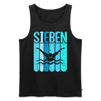Schwimmen 7 Geburtstag Wasserratte Schwimm - Männer Premium Bio Tank Top - Schwarz - Vorne - AI Model Male 178 light (178cm)