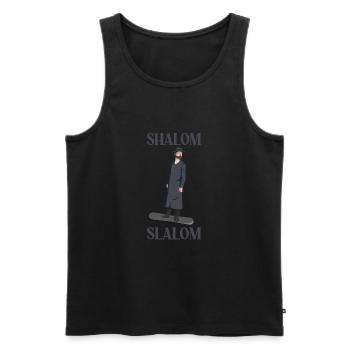 Shalom Slalom Rabi Design Giftidea - Männer Premium Bio Tank Top - Schwarz - Vorne - Michal (187cm)