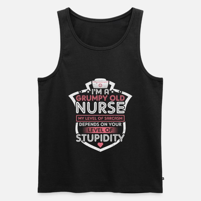 Grumpy Old Nurse - Männer Premium Bio Tank Top - Schwarz
