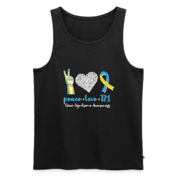 Peace Love T21 Down Syndrome Awareness Sped Teache - Männer Premium Bio Tank Top - Schwarz - Vorne - AI Model Male 178 light (178cm)