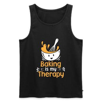 La pâtisserie est ma thérapie Cake Artist Baker Cupcake - Débardeur bio Premium Homme - noir - Devant - Michal (187cm)