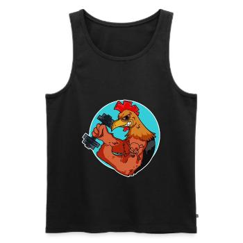 Poulet robinet fitness cadeau d’haltère - Débardeur bio Premium Homme - noir - Devant - Michal (187cm)
