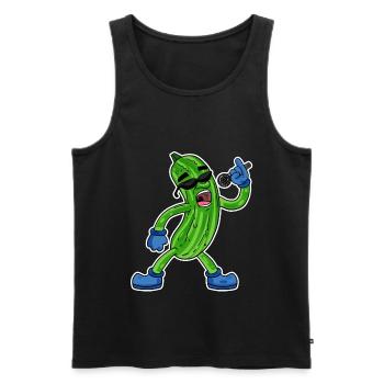 Gurke singt lustige Illustration Gemüse Geschenk - Männer Premium Bio Tank Top - Schwarz - Vorne - AI Model Male 178 light (178cm)