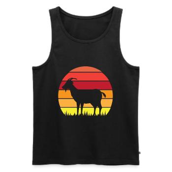 Retro Vintage Sunset Goat Life - Männer Premium Bio Tank Top - Schwarz - Vorne - Michal (187cm)