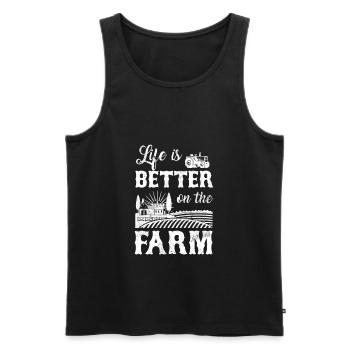 La vie est meilleure à la ferme Farmer Life Agriculture - Débardeur bio Premium Homme - noir - Devant - Michal (187cm)