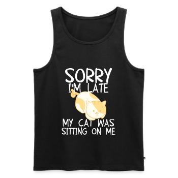 Sorry I'm Late My Cat Was Sitting on Me - Men's Premium Organic Tank Top - black - Front - Michal (187cm)