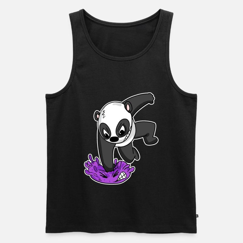 Panda Virus Kampf - Männer Premium Bio Tank Top - Schwarz