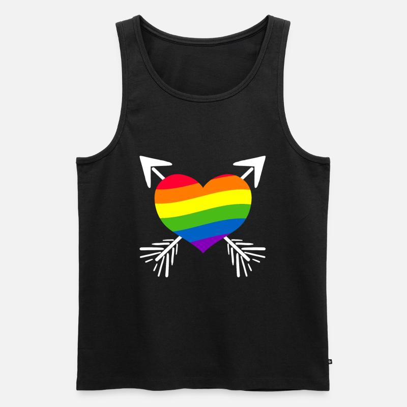 Regenbogen Herz Pfeil - Männer Premium Bio Tank Top - Schwarz