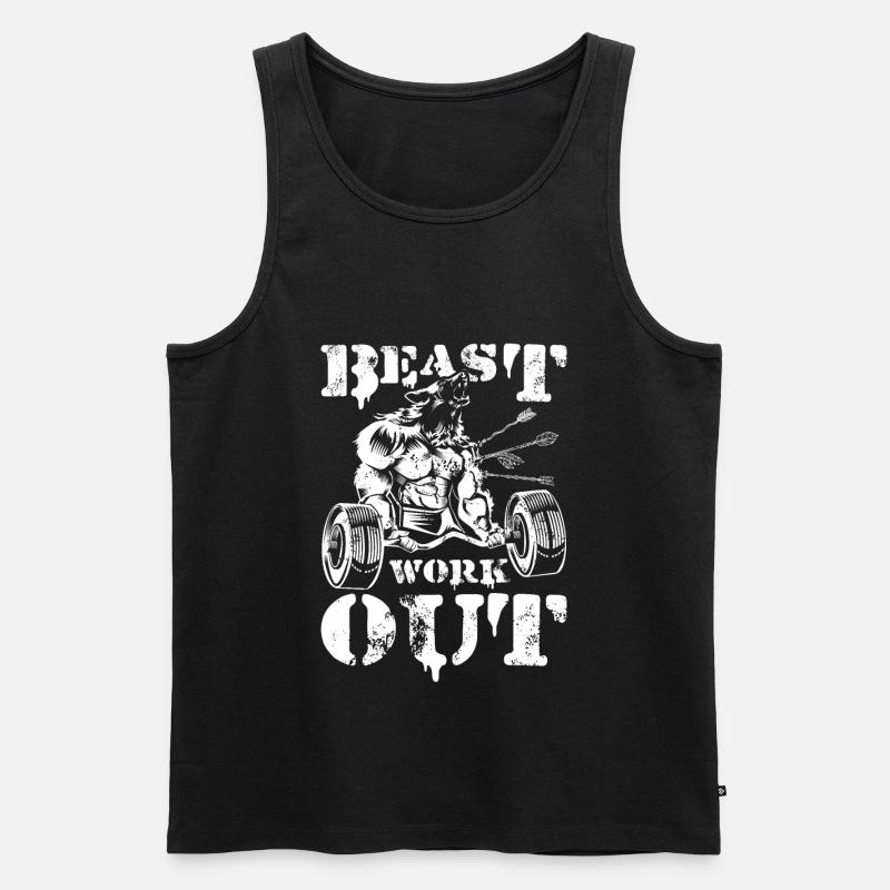 beast workout wolf - Débardeur bio Premium Homme - noir