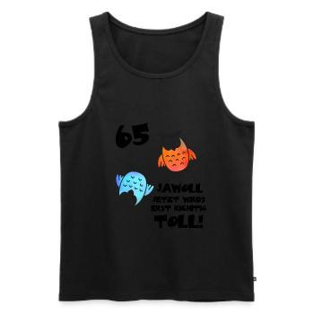 Eulen Frauen Männer 65. Geburtstag 65 Jahre - Männer Premium Bio Tank Top - Schwarz - Vorne - Michal (187cm)