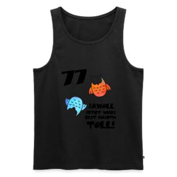 Eulen Frauen Männer 77. Geburtstag 77 Jahre - Männer Premium Bio Tank Top - Schwarz - Vorne - Michal (187cm)