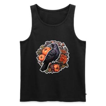 Krähe Halloween Herbst Kürbis Rosen - Männer Premium Bio Tank Top - Schwarz - Vorne - Michal (187cm)