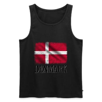 Danemark, drapeau du Danemark - Débardeur bio Premium Homme - noir - Devant - AI Model Male 178 light (178cm)