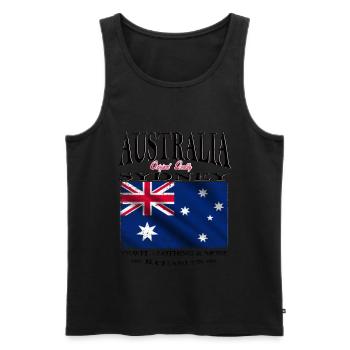 Australie, drapeau de Sydney - Débardeur bio Premium Homme - noir - Devant - Michal (187cm)