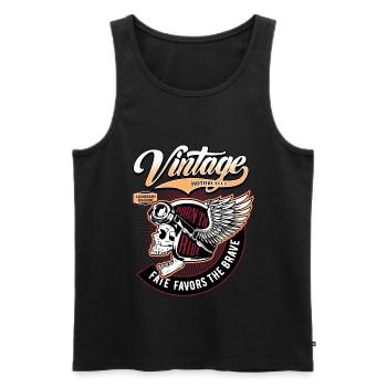 Biker Skull Vintage Motorcycles - Männer Premium Bio Tank Top - Schwarz - Vorne - Michal (187cm)
