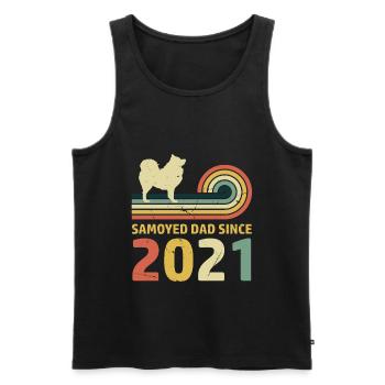 Samoyed Dad since 2021 - Men's Premium Organic Tank Top - black - Front - Michal (187cm)