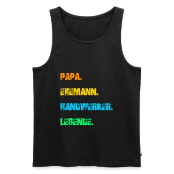 Papa Ehemann Handwerker Legende - Männer Premium Bio Tank Top - Schwarz - Vorne - Michal (187cm)