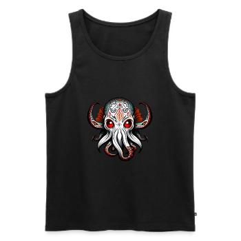 Charme de Lovecraft : Adorable bébé mignon Cthulhu - Débardeur bio Premium Homme - noir - Devant - AI Model Male 178 light (178cm)