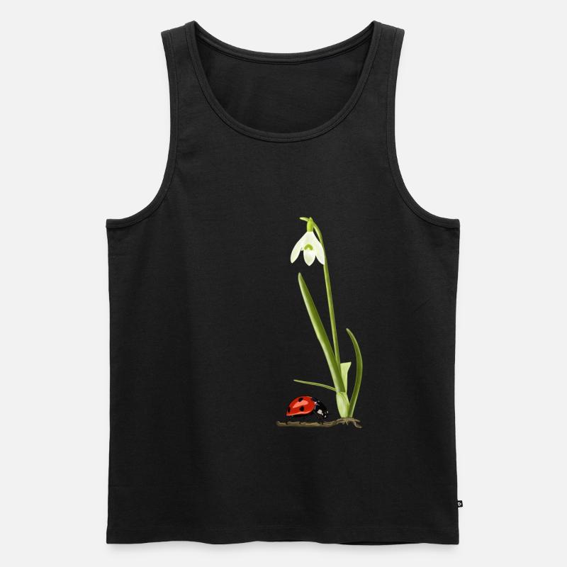 Frühling, Schneeglöckchen, Marienkäfer - Männer Premium Bio Tank Top - Schwarz