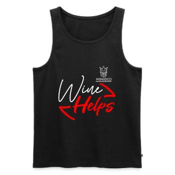 Winegod lustiger Spruch Wine Helps - Männer Premium Bio Tank Top - Schwarz - Vorne - AI Model Male 178 light (178cm)