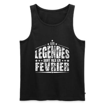 Février | les Légendes sont nés en Février Anniver - Débardeur bio Premium Homme - noir - Devant - Michal (187cm)