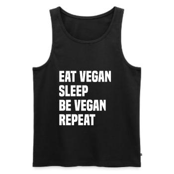 Manger végétalien Dormir Soyez végétalien Répétez - Débardeur bio Premium Homme - noir - Devant - AI Model Male 178 light (178cm)