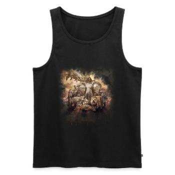 African Animals Watercolor Savanne Safari Animaux - Débardeur bio Premium Homme - noir - Devant - AI Model Male 178 light (178cm)