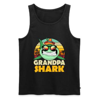 Grandpa Shark T-Shirt for Father's Day / Birthday - Men's Premium Organic Tank Top - black - Front - AI Model Male 178 light (178cm)