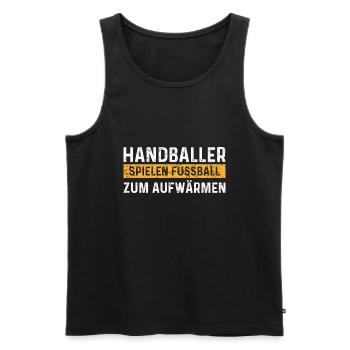Handballer spielen Fussball zum aufwärmen - Männer Premium Bio Tank Top - Schwarz - Vorne - Michal (187cm)