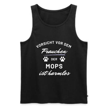 vorsicht frauchen mops harmlos hunde spruch - Männer Premium Bio Tank Top - Schwarz - Vorne - Michal (187cm)